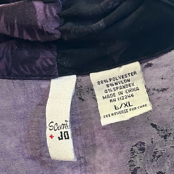 Vintage Whimsigoth Black Purple Vest Flocked Sheer Velvet Tie Dyed Roses L XL - Picture 12 of 14